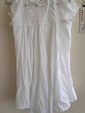 Sonderhaus Jane Dress: White Ruffled Short Sleeve Babydoll Dress